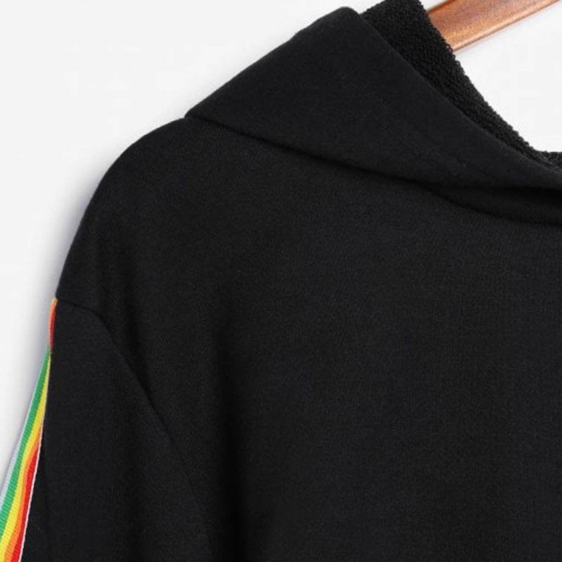 Sweatshirts Female Hoodie Rainbow Striped Crop Sweatshirt Ho - Mubimart