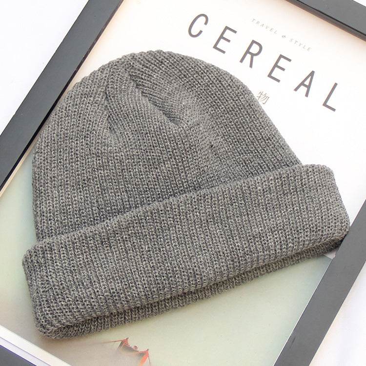 New Fashion Mens Beanie Winter Knit Hat Boy Skullcap Sailor Cap Cuffs Retro Navy Short Hat Solid Color Unisex Autumn Warm Cap - Mubimart