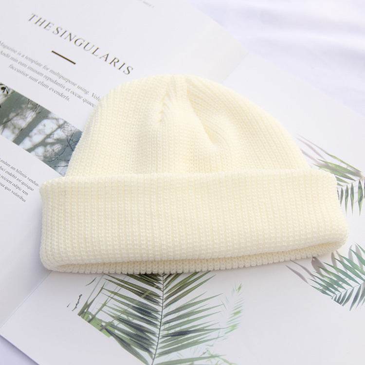 New Fashion Mens Beanie Winter Knit Hat Boy Skullcap Sailor Cap Cuffs Retro Navy Short Hat Solid Color Unisex Autumn Warm Cap - Mubimart