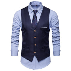 Men's Suit Vest Black Slim Casual Suit