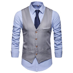 Men's Suit Vest Black Slim Casual Suit