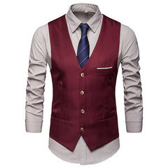 Men's Suit Vest Black Slim Casual Suit