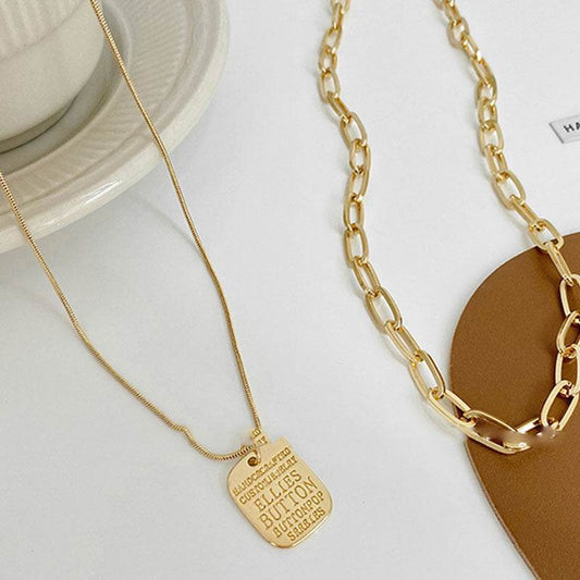 Punk Vintage Multi Layer Tag Pendant Necklace For Women 2 Layered Glod Portrait Choker Chain Necklace Jewelry - Mubimart