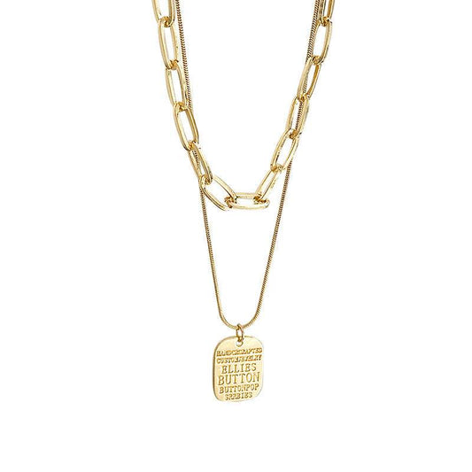 Punk Vintage Multi Layer Tag Pendant Necklace For Women 2 Layered Glod Portrait Choker Chain Necklace Jewelry - Mubimart