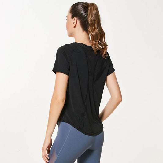 Workout Clothes Thin Plus Size Yoga Summer Top With Short Sleeves - Mubimart