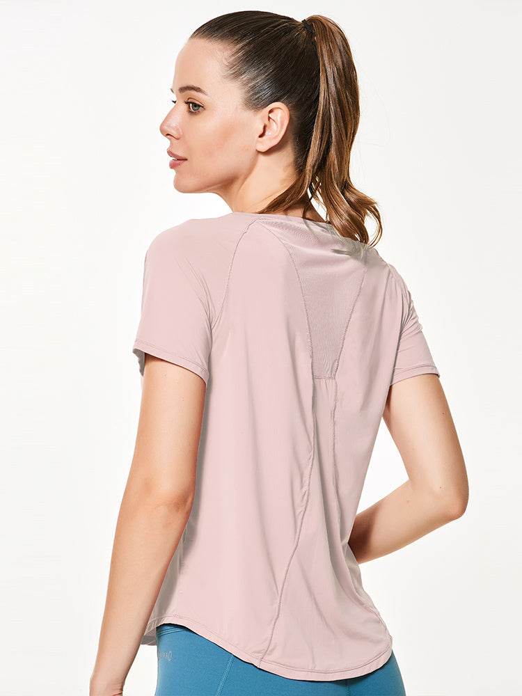 Workout Clothes Thin Plus Size Yoga Summer Top With Short Sleeves - Mubimart