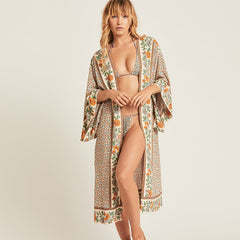 Cotton Beach Cover up Print Bathing suit cover up Swimwear Women Summer Dress Kaftan Robe de Plage Saida de Praia Tunics Pareo - Mubimart - Tunic 