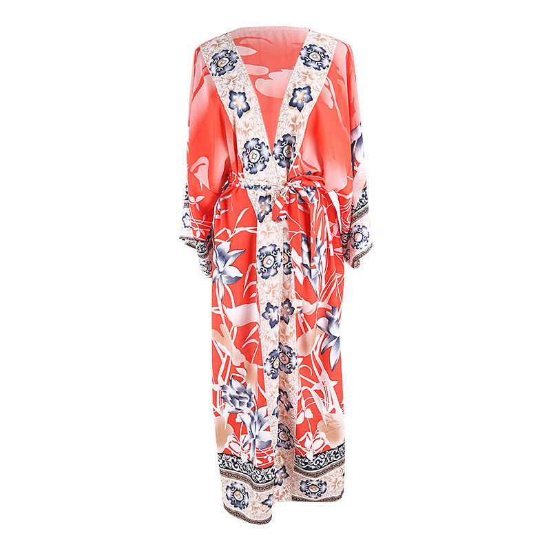 Cotton Beach Cover up Print Bathing suit cover up Swimwear Women Summer Dress Kaftan Robe de Plage Saida de Praia Tunics Pareo - Mubimart -  