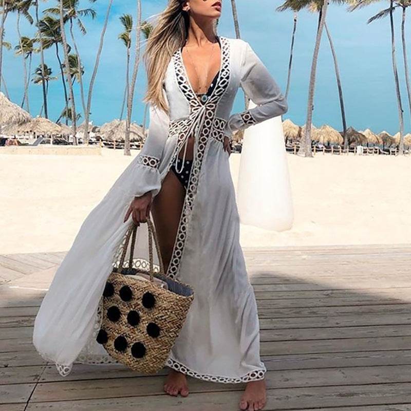 Cotton Beach Cover up Print Bathing suit cover up Swimwear Women Summer Dress Kaftan Robe de Plage Saida de Praia Tunics Pareo - Mubimart