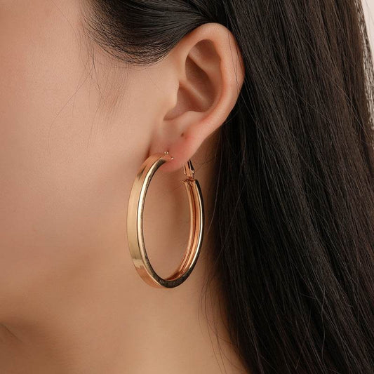 Ashion Big Hoop Earrings For Women Gold Silver Colour - Mubimart