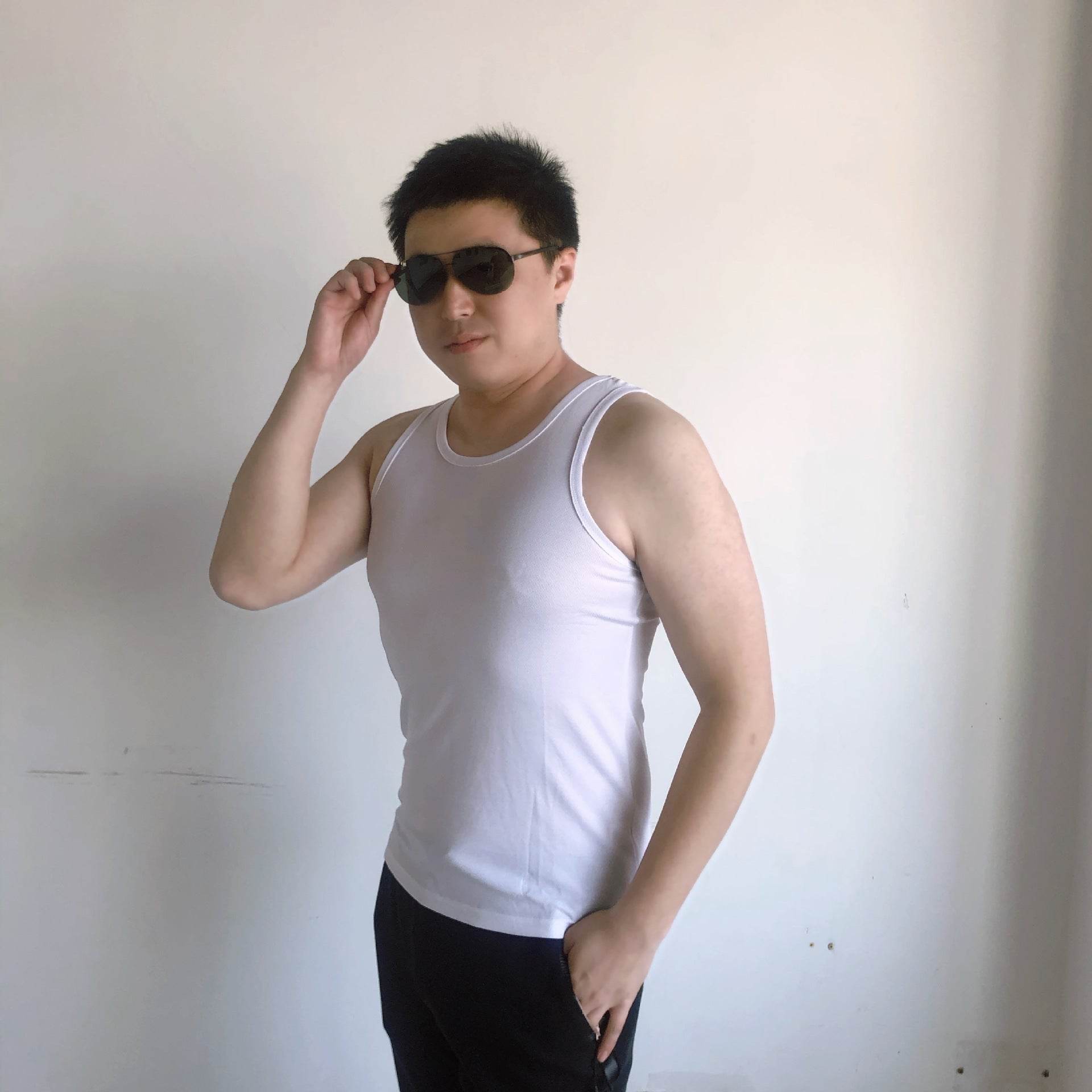 Summer Men's Sleeveless Physical Training Suit Undershirt Military Fan Vest - Mubimart