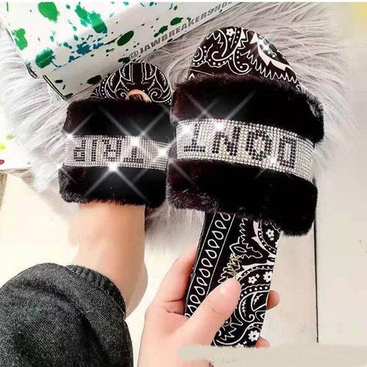 European And American Fluffy Slipper Women - Mubimart