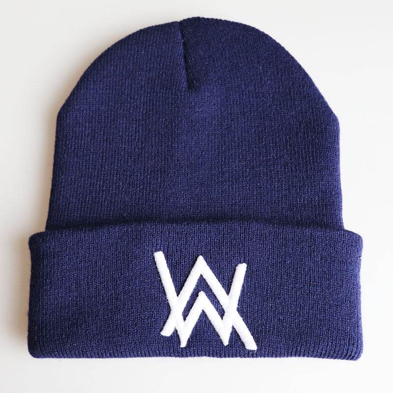 Winter Woolen Hat, Embroidery Knit Hat, Pullover Cap, Hip-Hop Ski Cap - Mubimart