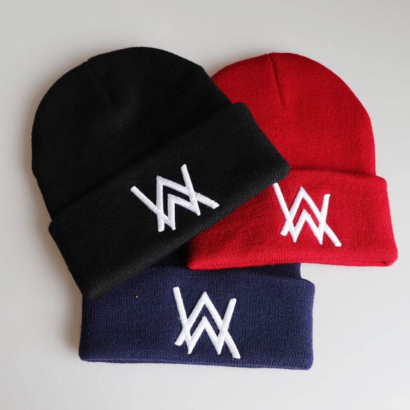 Winter Woolen Hat, Embroidery Knit Hat, Pullover Cap, Hip-Hop Ski Cap - Mubimart