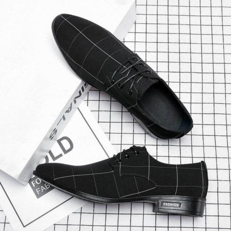 Mens Shoes Men Dress Shoes Leather Breathable Leisure Business Canvas Formal Shoes - Mubimart