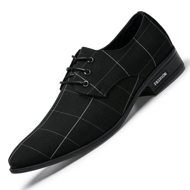 Mens Shoes Men Dress Shoes Leather Breathable Leisure Business Canvas Formal Shoes - Mubimart