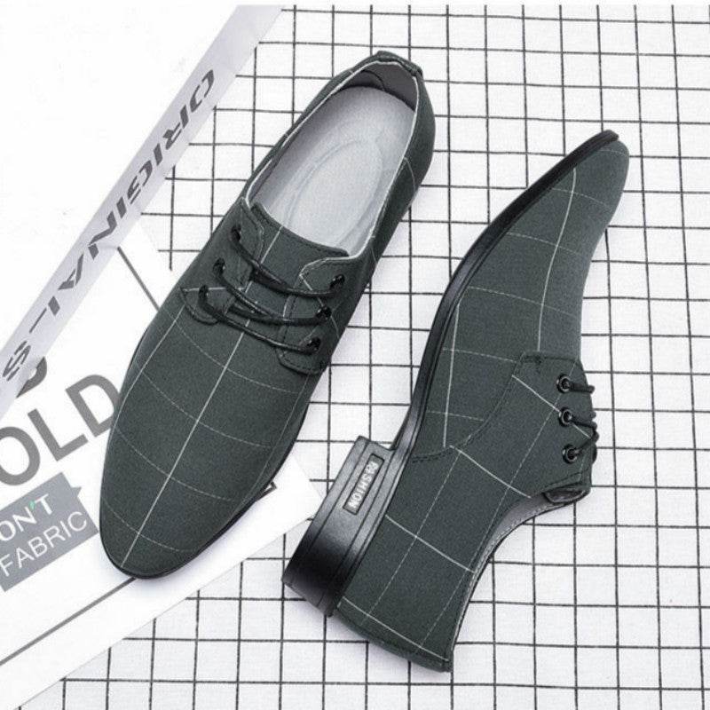 Mens Shoes Men Dress Shoes Leather Breathable Leisure Business Canvas Formal Shoes - Mubimart