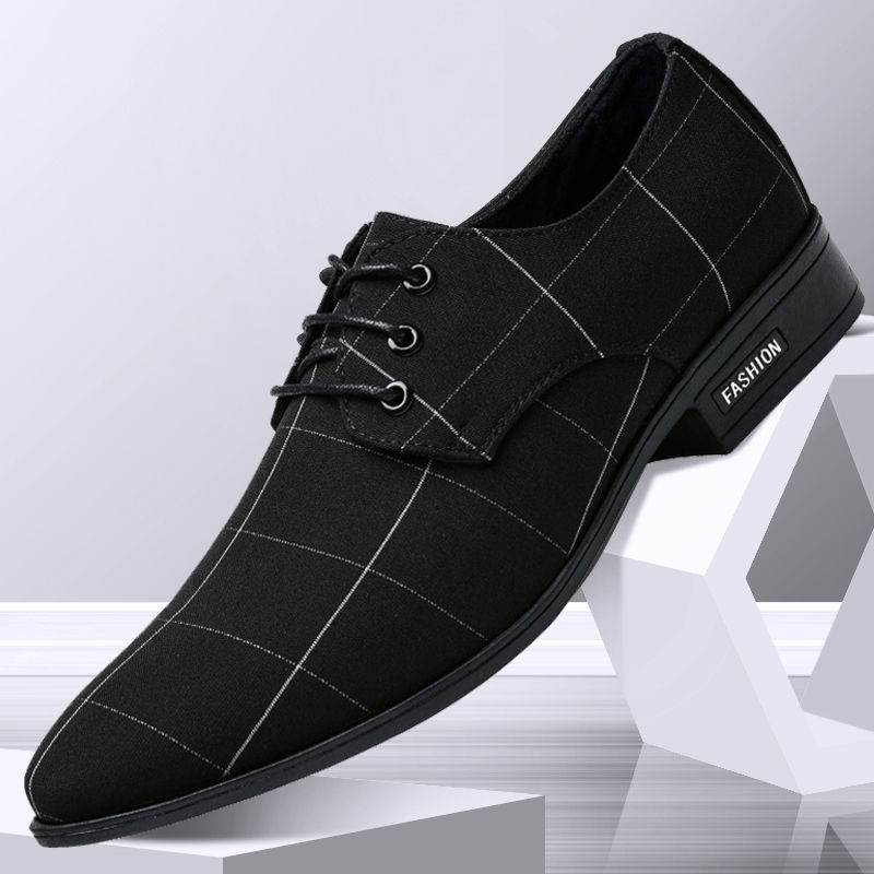 Mens Shoes Men Dress Shoes Leather Breathable Leisure Business Canvas Formal Shoes - Mubimart