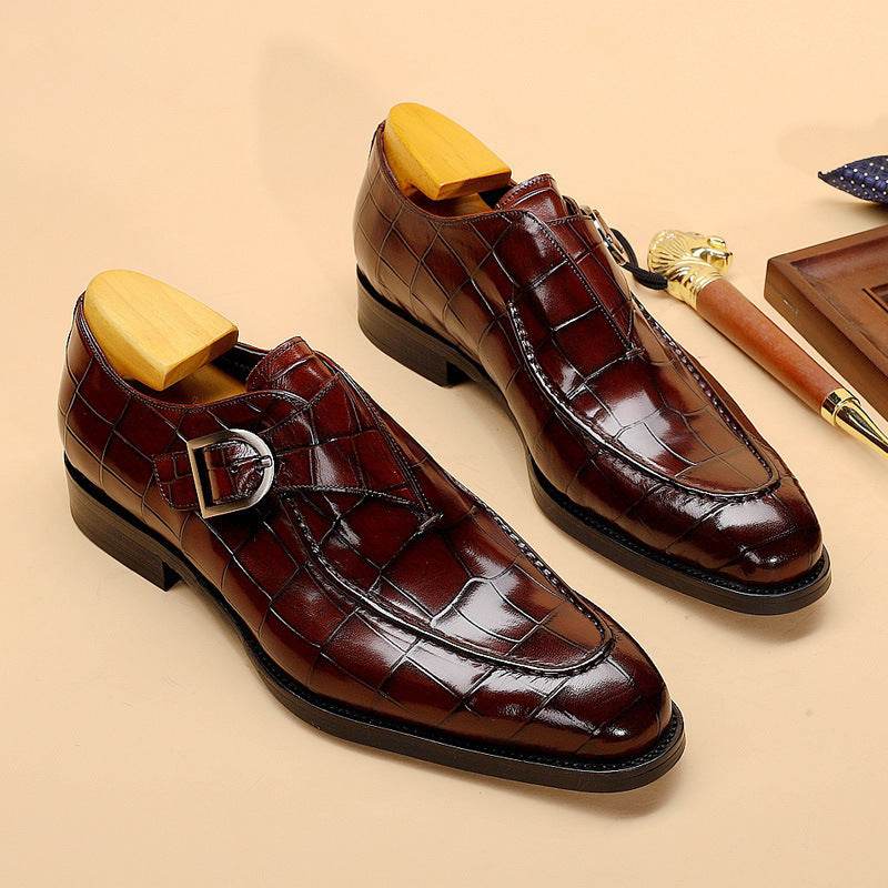 ClassicPattern Business Flat Shoes Men Designer Formal Dress Leather Shoes Mens Loafers Valentine Gifts Shoes - Mubimart