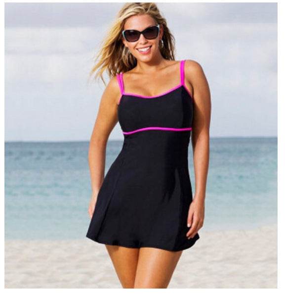 Women Plus Size Swim Dress Costume Swimsuit Skirted Swimwear - Mubimart