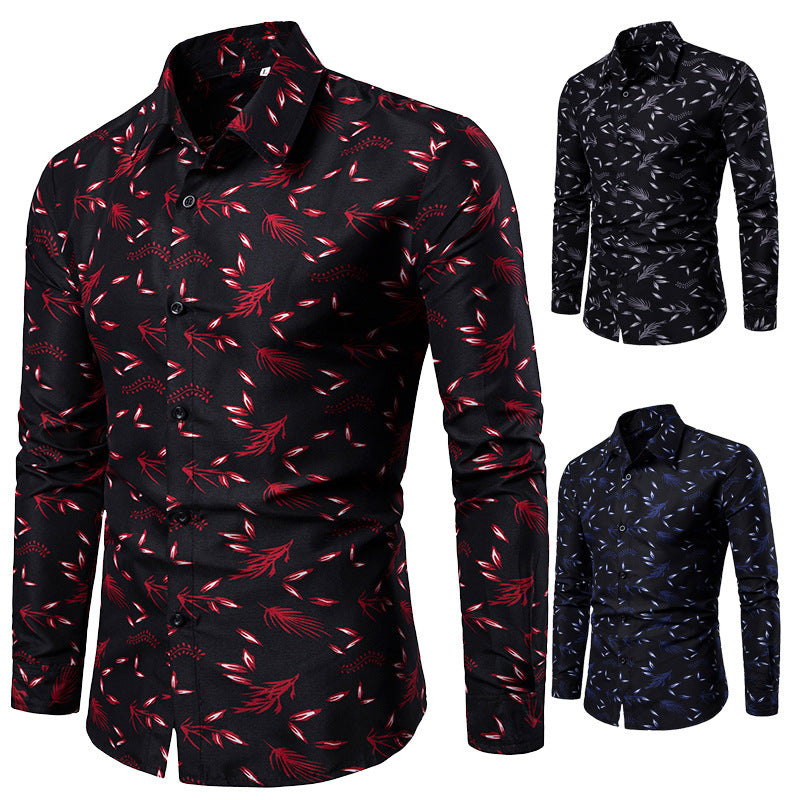 Casual Mens Turn Down Collar Long Sleeve