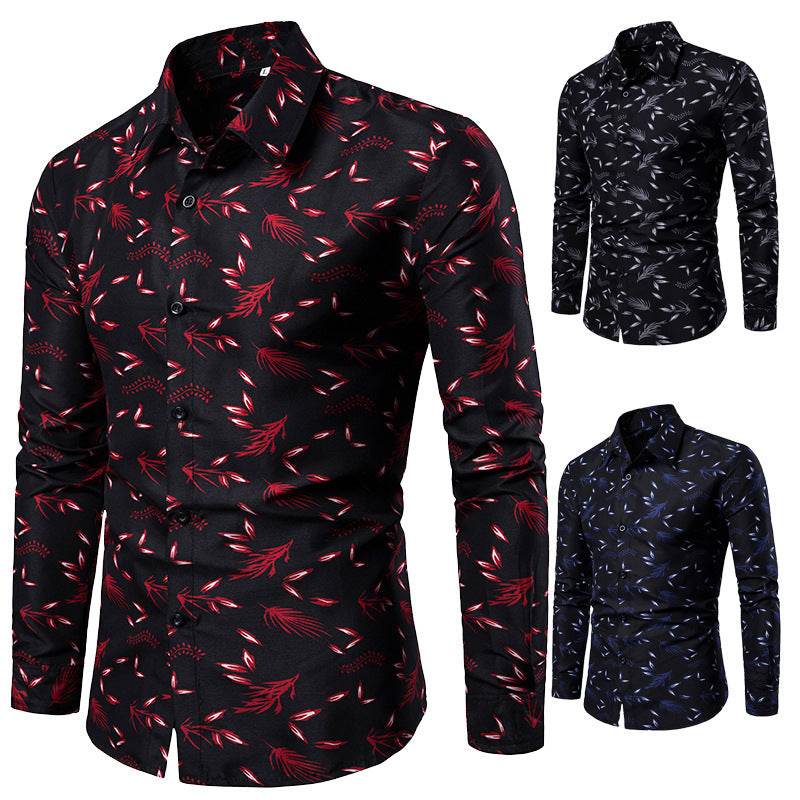 Casual Mens Turn Down Collar Long Sleeve - Mubimart