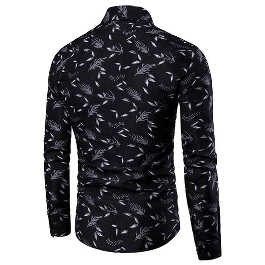 Casual Mens Turn Down Collar Long Sleeve - Mubimart