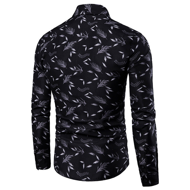 Casual Mens Turn Down Collar Long Sleeve