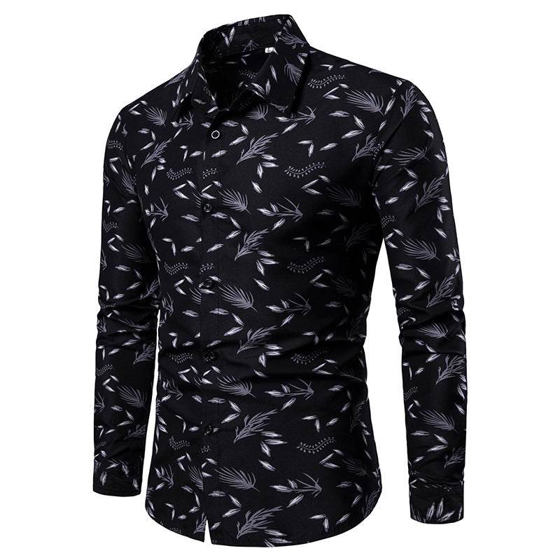Casual Mens Turn Down Collar Long Sleeve - Mubimart