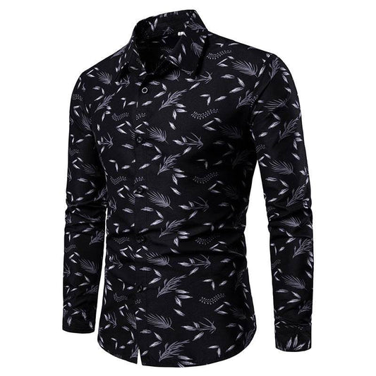 Casual Mens Turn Down Collar Long Sleeve - Mubimart