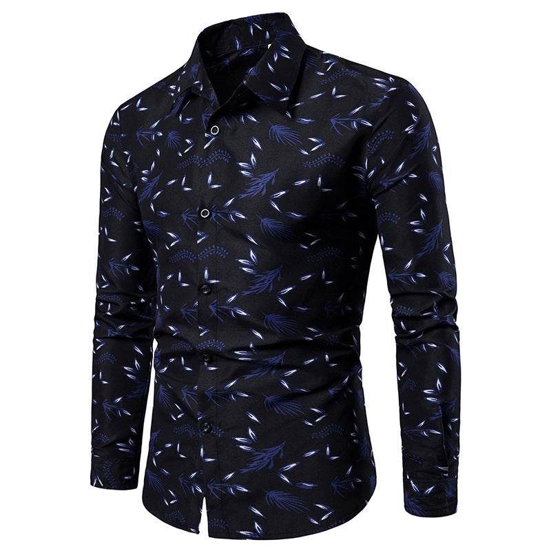 Casual Mens Turn Down Collar Long Sleeve - Mubimart