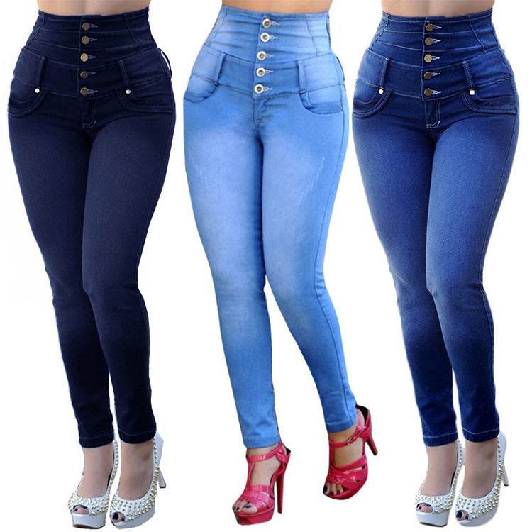 Women's Jeans High Waist Stretch Slim Fit Jeans Women - Mubimart