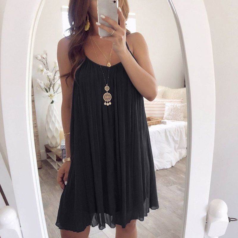 Womens Plus Size Chiffon Vest Mini Dress - Mubimart