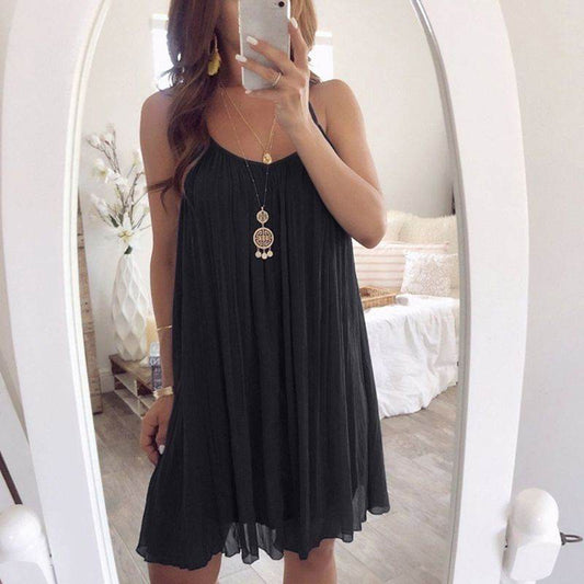 Womens Plus Size Chiffon Vest Mini Dress - Mubimart