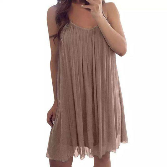 Womens Plus Size Chiffon Vest Mini Dress - Mubimart