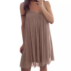 Womens Plus Size Chiffon Vest Mini Dress - Mubimart -  