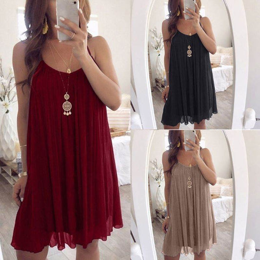 Womens Plus Size Chiffon Vest Mini Dress - Mubimart