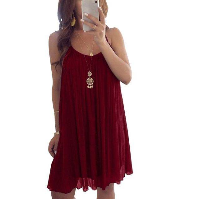 Womens Plus Size Chiffon Vest Mini Dress - Mubimart