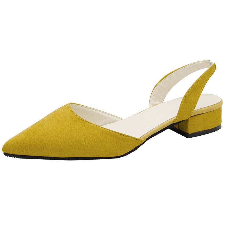Womens Flats Low Heel Pointed Shallow Mouth Suede Slingback - Mubimart