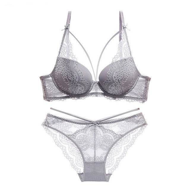 Green Underwear Set Women Bra Push Up Bra Panties Lingerie - Mubimart