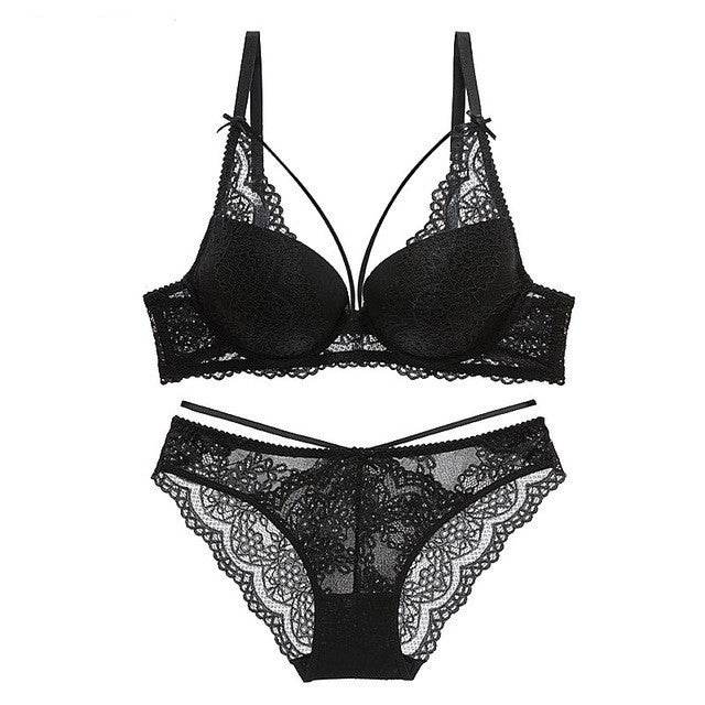 Green Underwear Set Women Bra Push Up Bra Panties Lingerie - Mubimart