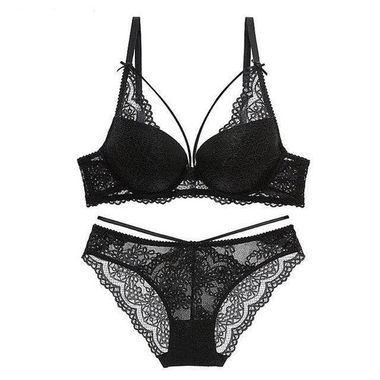 Green Underwear Set Women Bra Push Up Bra Panties Lingerie - Mubimart
