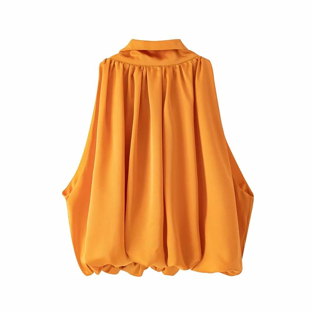 Sexy Blouses Orange Crop Ladies Shirt - Mubimart -  