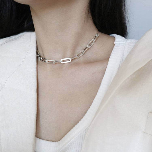 Retro Tide Widened Chain Necklace Women - Mubimart