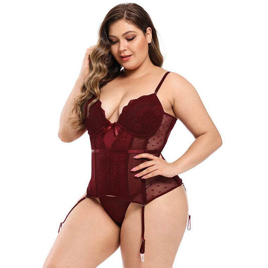 Steel Ring-breasted Garter Belt Sexy Lingerie Set - Mubimart