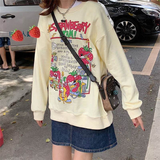 Retro Clothes Tops Street Sweatshirts Cute Pullovers - Mubimart