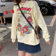 Retro Clothes Tops Street Sweatshirts Cute Pullovers - Mubimart - Sweatshirts 