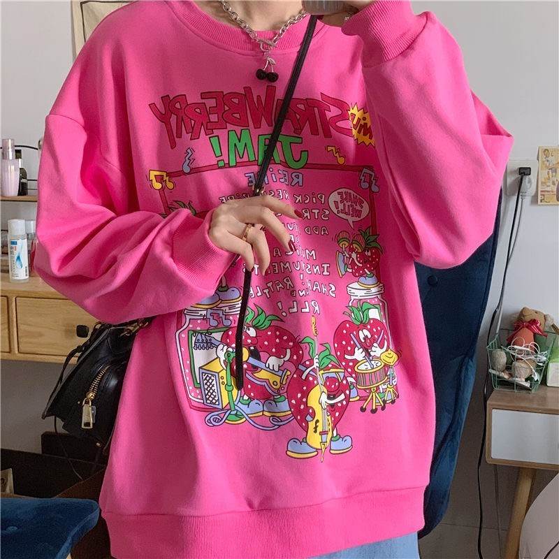 Retro Clothes Tops Street Sweatshirts Cute Pullovers - Mubimart