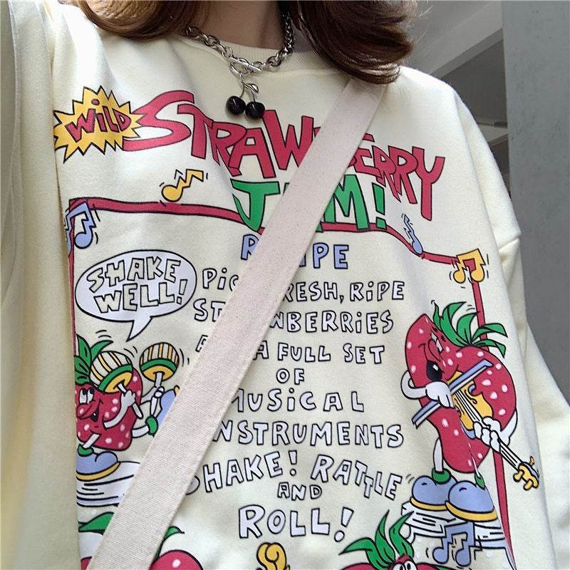 Retro Clothes Tops Street Sweatshirts Cute Pullovers - Mubimart