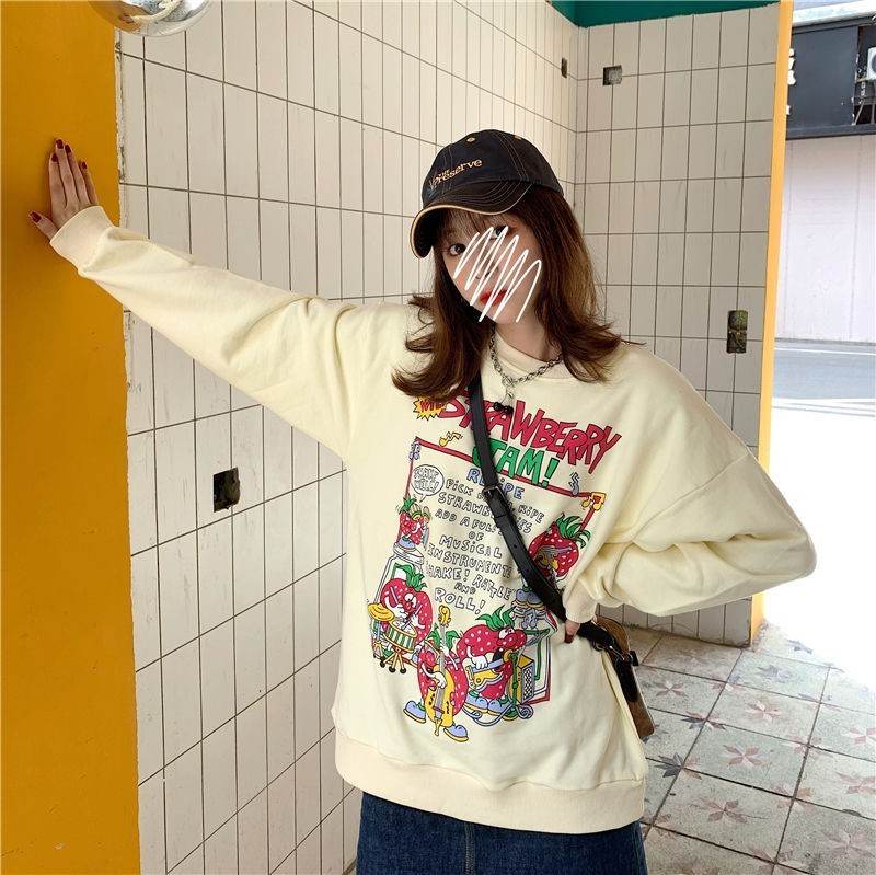 Retro Clothes Tops Street Sweatshirts Cute Pullovers - Mubimart